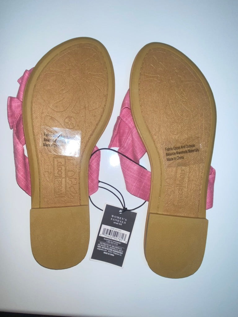 BRAND NEW Pink Crossed Box Tied Westloop Sandals, Size: 5/6