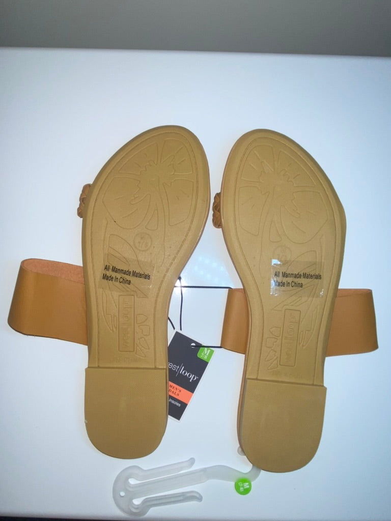 BRAND NEW Tan Westloop Double Ban Sandals, Size: 7/8