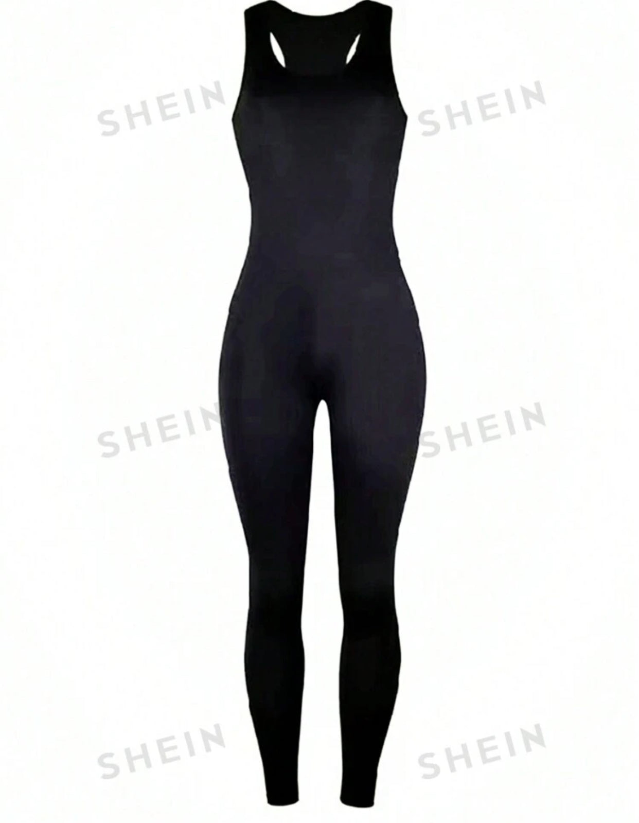 Women's Black Tight Fitting Sleeveless Jumpsuit (L) 8/10