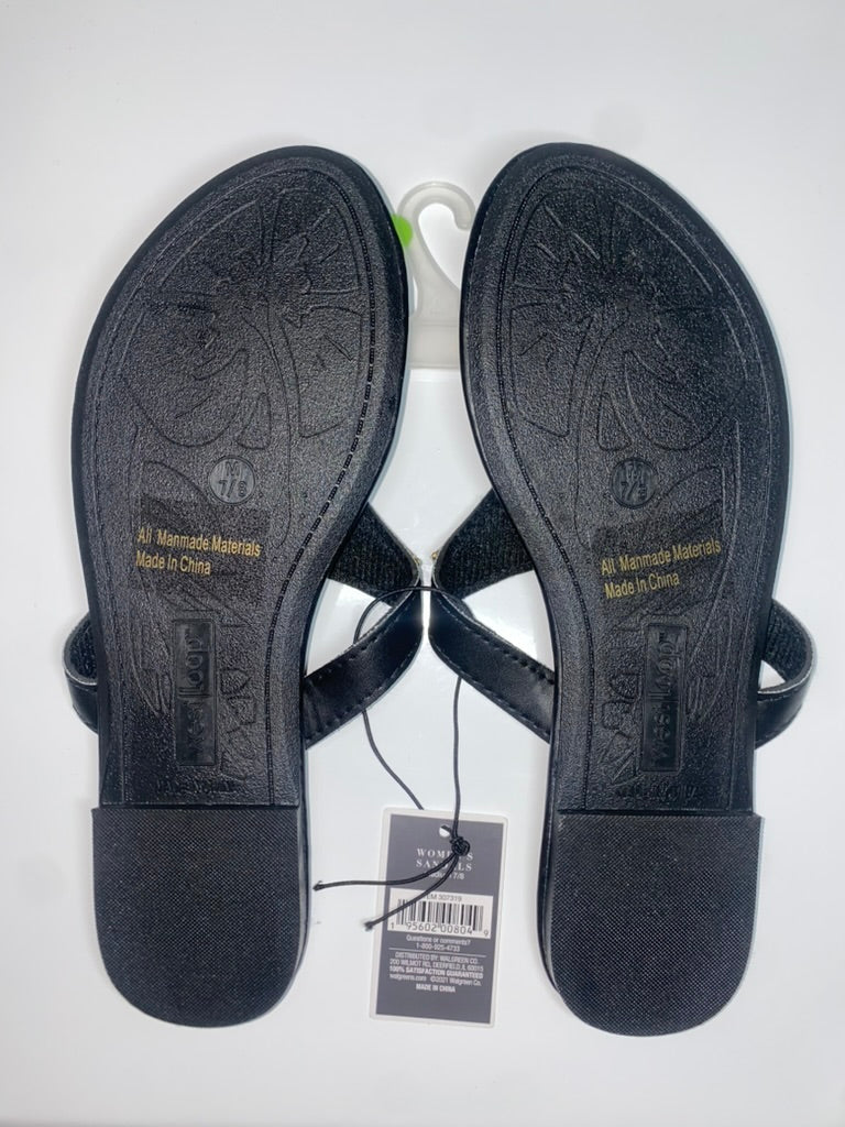 BRAND NEW Westloop Black Triangle Gem Sandals, Size 7/8