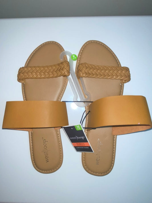 BRAND NEW Tan Westloop Double Ban Sandals, Size: 7/8